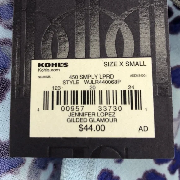 NWT Jennifer Lopez Baby Blue Animal Print Wrap Top, Size XS - Picture 4 of 6